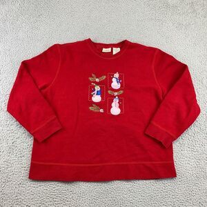Classic Elements Sweatshirt Womens XL Red Christmas Holiday Long Sleeve Pullover